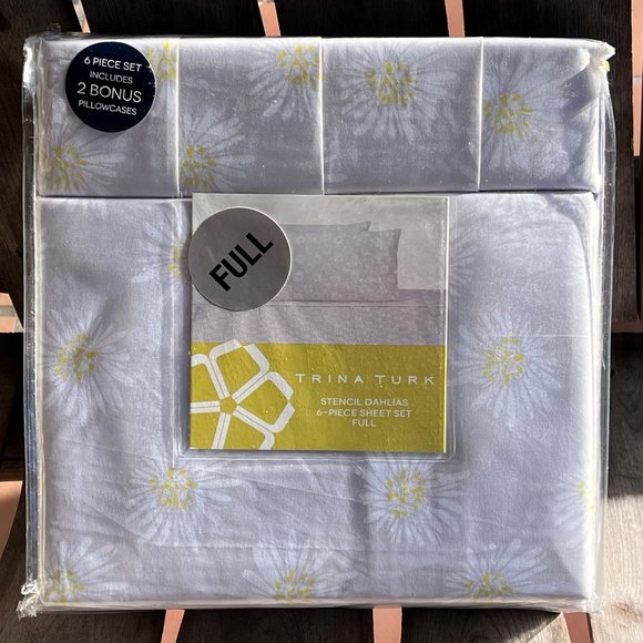 6-pc Trina Turk FULL SIZE DAISIES Sheet Set - Easy Care Wrinkle Resistant DAISY - Picture 2 of 5